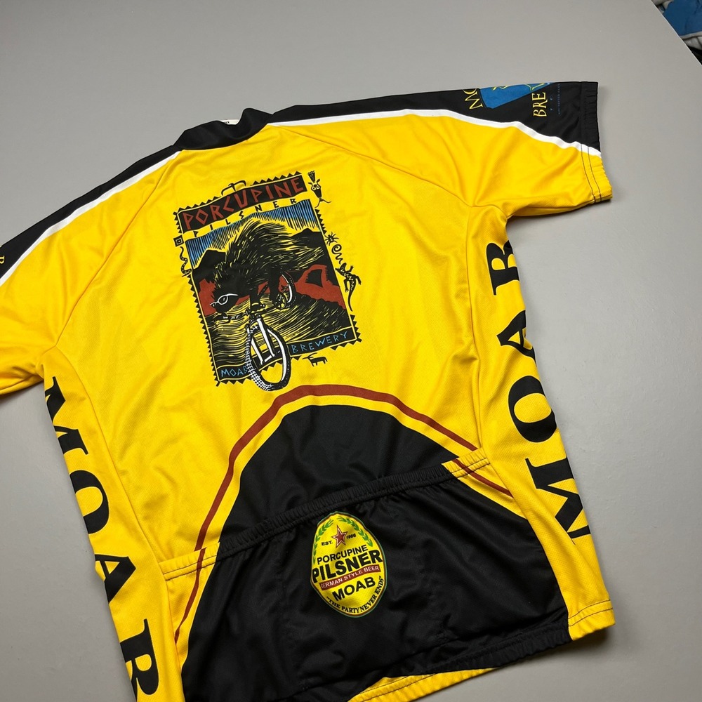 World Jerseys Cycling Jersey Mens XXL Yellow Moab Brewery Porcupine Pilsner Beer - Picture 10 of 12